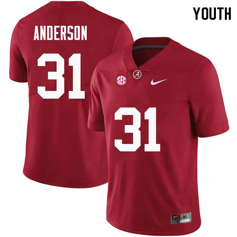 Alabama Crimson Tide Youth Keaton Anderson #31 Crimson NCAA Nike Authentic Stitched College Football Jersey WE16Q87OG